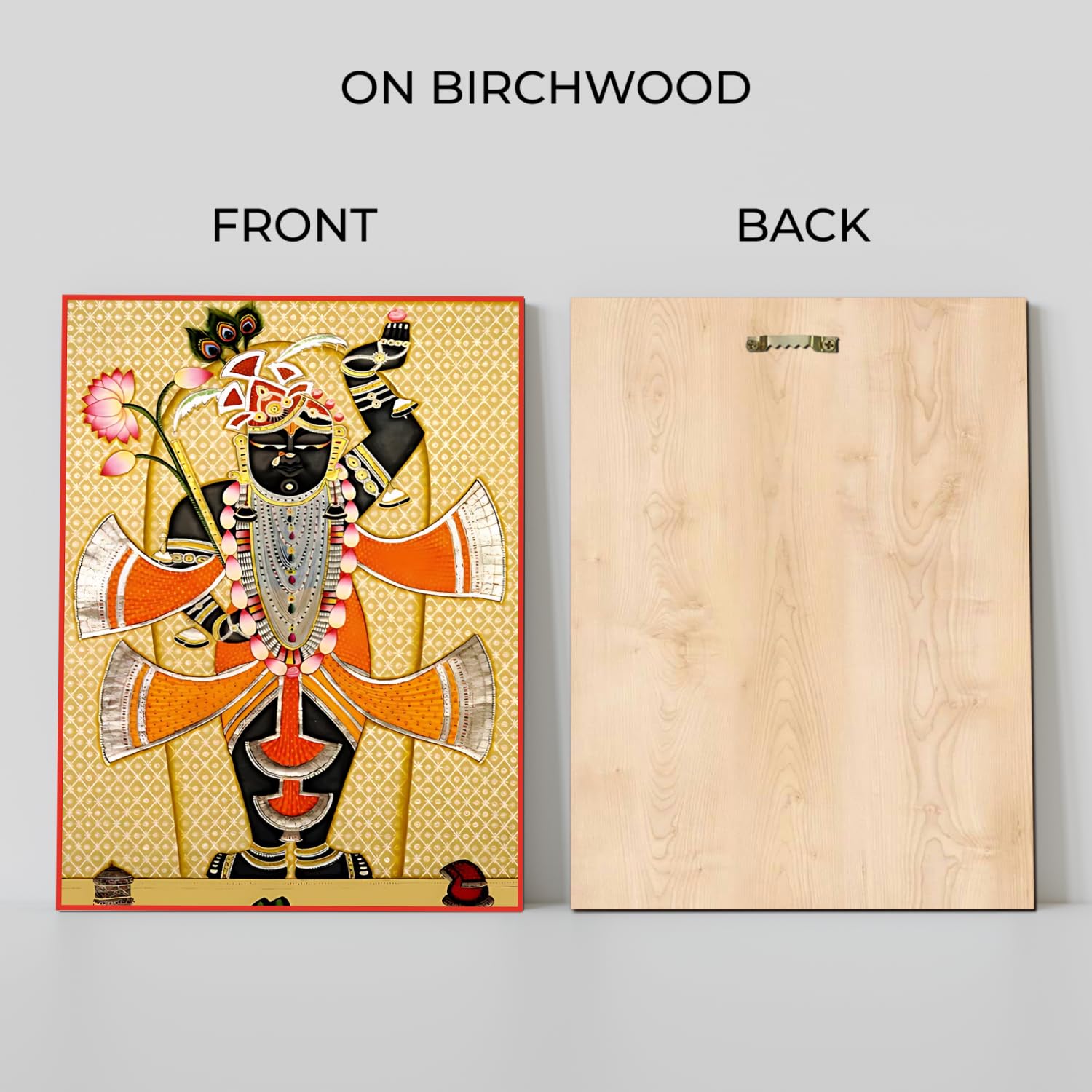 Chalk My Theme Shrinath Ji Orange Pichwai Wood Print Wall Art Home Decor, Living Room, Bedroom, Cafe, Room Painting For Wall Dec